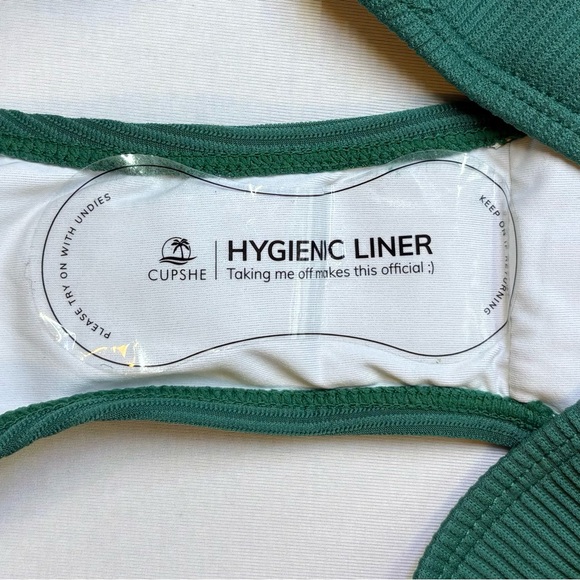 Cupshe Emerald Green Ribbed Low Rise Bikini Swimsuit Bottom Womens Size M (10) - Picture 7 of 9